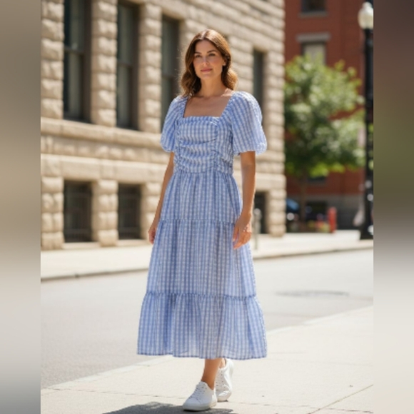 SHEIN Dresses & Skirts - Shein Blue Gingham Women's Dress Sz Lg